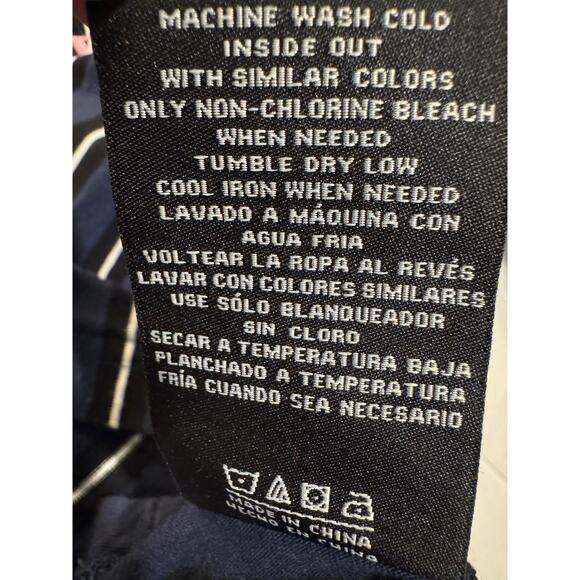 HUF Worldwide Striped Long Sleeve T Shirt Blue Cotton Size Medium - Picture 6 of 6